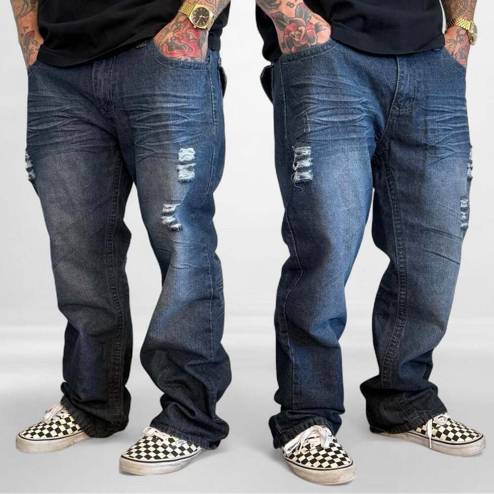 Xtreme Couture Y2K Distressed Baggy Jeans Mens 36x30